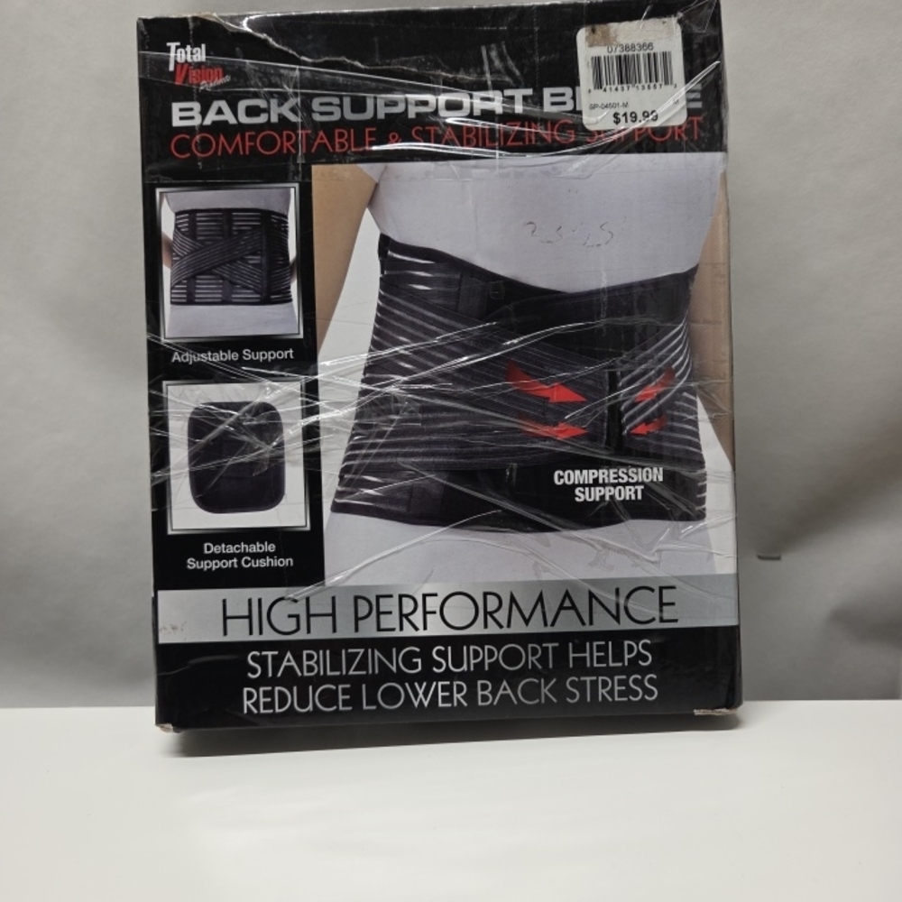 Total Vision Back Support Brace Size M Waist 38-41.5” New Damaged Box